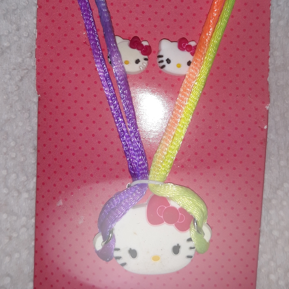 HELLO KITTY Sanrio Necklace and Earrings Set NEW - Picture 2 of 4